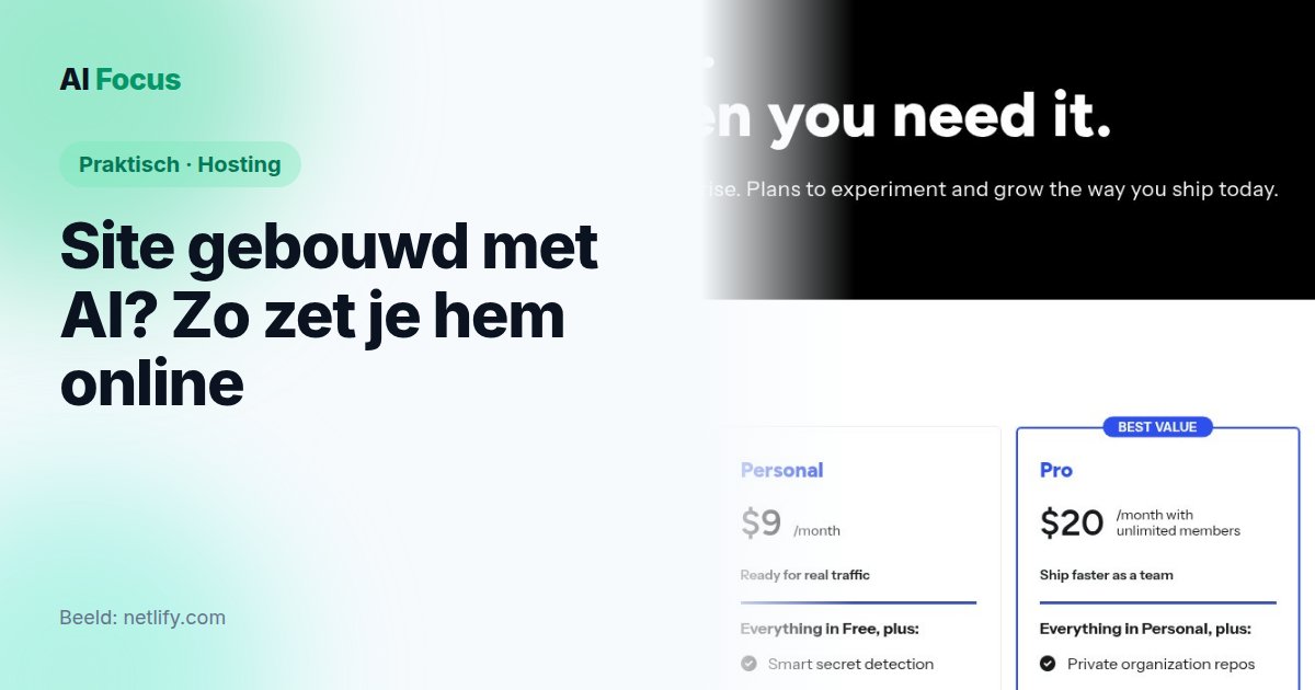 Site gebouwd met AI? Zo zet je hem online (met Netlify)