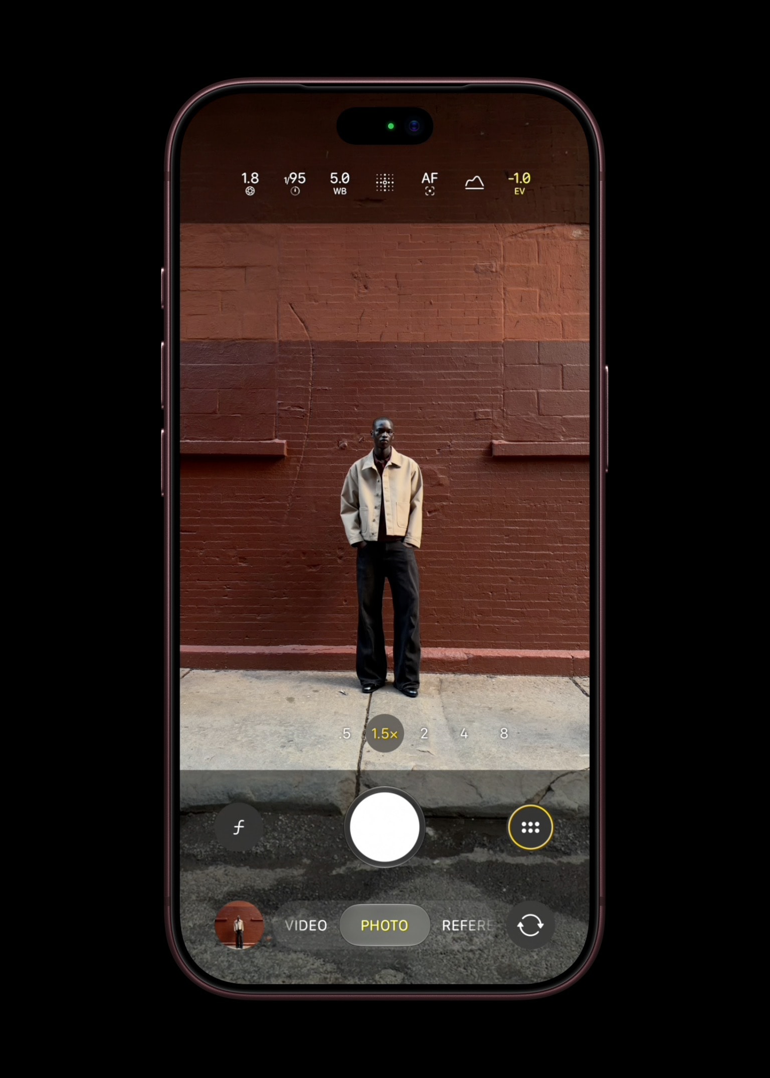 iPhone 18 Pro met de Reference-cameramodus. Foto: Apple.