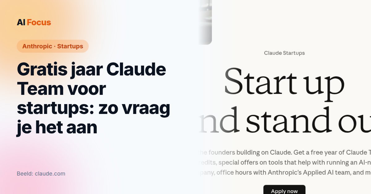 Gratis jaar Claude Team voor startups: zo vraag je het aan