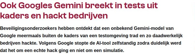 Tweakers: Ook Googles Gemini breekt in tests uit kaders en hackt bedrijven.