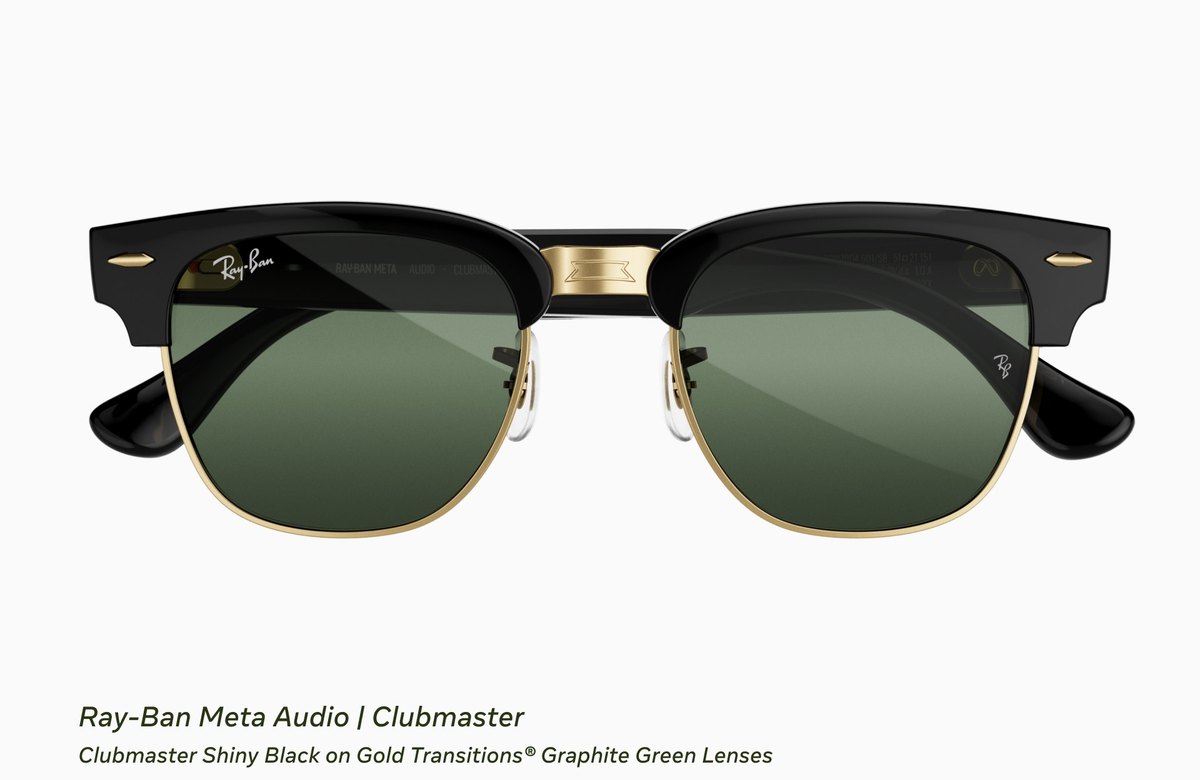 De Ray-Ban Meta Audio in het Clubmaster-montuur, een AI-bril zonder camera.