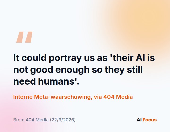 Interne Meta-waarschuwing: it could portray us as 'their AI is not good enough so they still need humans'.