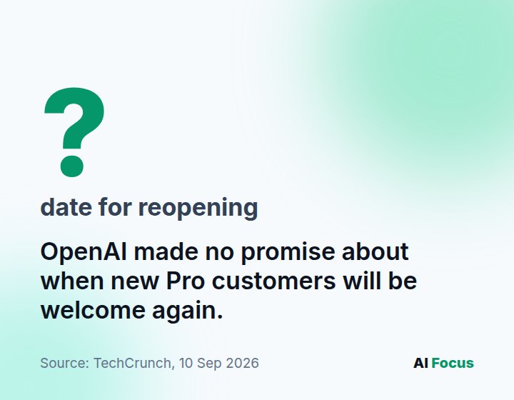 Question mark: OpenAI gave no date for reopening Pro sign-ups.