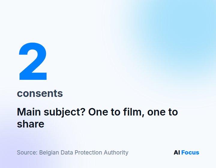 In Belgium, anyone who films someone as the main subject needs two consents: one to film and one to share the image.